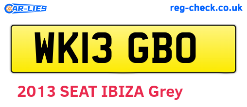 WK13GBO are the vehicle registration plates.