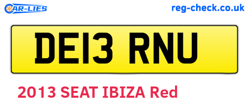 DE13RNU are the vehicle registration plates.