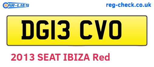 DG13CVO are the vehicle registration plates.