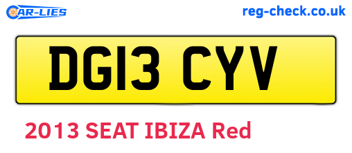 DG13CYV are the vehicle registration plates.