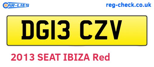 DG13CZV are the vehicle registration plates.