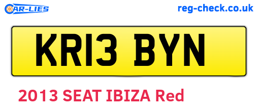 KR13BYN are the vehicle registration plates.