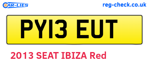 PY13EUT are the vehicle registration plates.