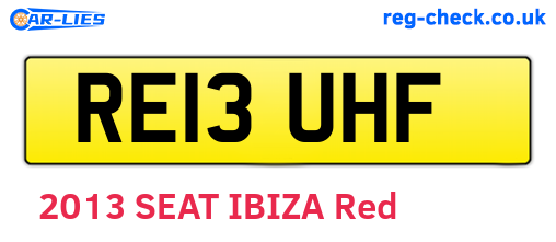 RE13UHF are the vehicle registration plates.