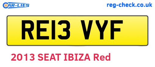 RE13VYF are the vehicle registration plates.