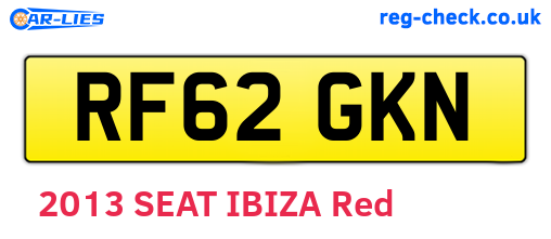 RF62GKN are the vehicle registration plates.