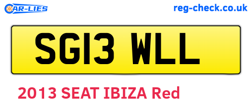 SG13WLL are the vehicle registration plates.