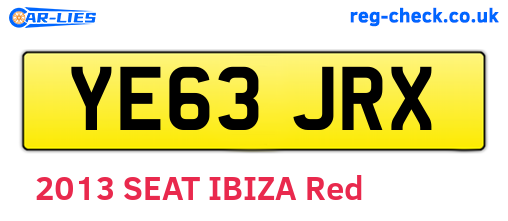 YE63JRX are the vehicle registration plates.