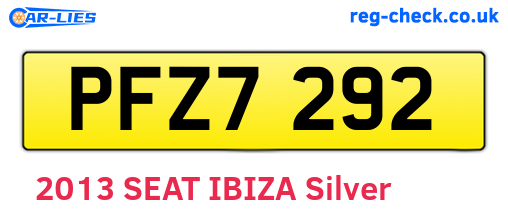 PFZ7292 are the vehicle registration plates.