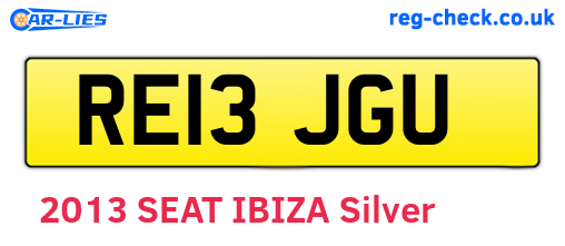 RE13JGU are the vehicle registration plates.