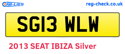 SG13WLW are the vehicle registration plates.