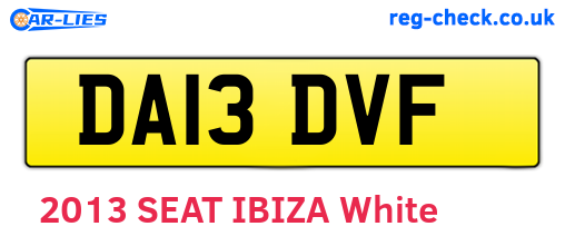 DA13DVF are the vehicle registration plates.