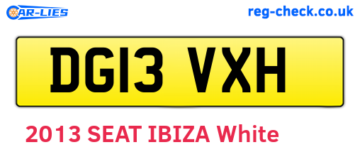 DG13VXH are the vehicle registration plates.