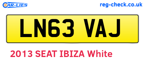 LN63VAJ are the vehicle registration plates.
