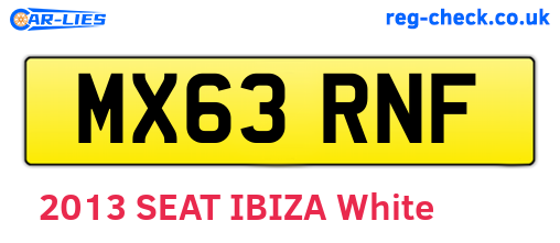 MX63RNF are the vehicle registration plates.