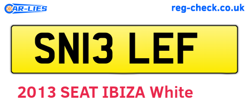 SN13LEF are the vehicle registration plates.