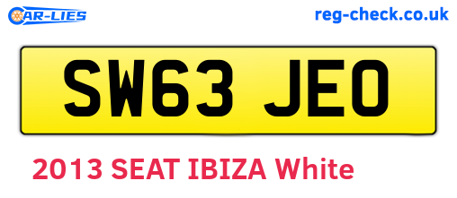 SW63JEO are the vehicle registration plates.