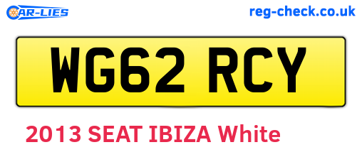 WG62RCY are the vehicle registration plates.