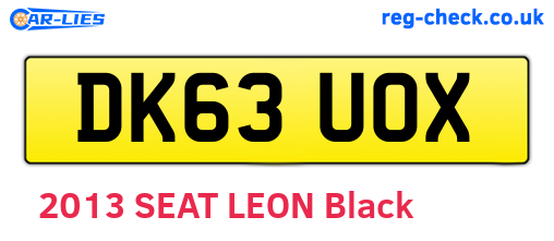 DK63UOX are the vehicle registration plates.