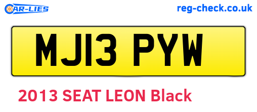 MJ13PYW are the vehicle registration plates.