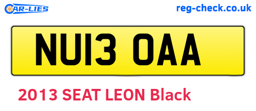 NU13OAA are the vehicle registration plates.