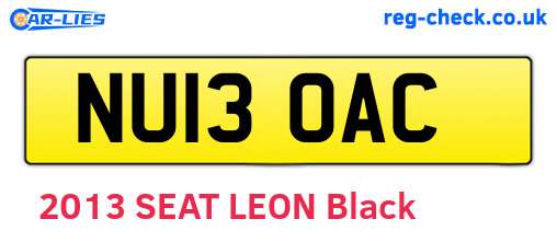 NU13OAC are the vehicle registration plates.