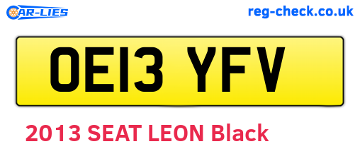 OE13YFV are the vehicle registration plates.