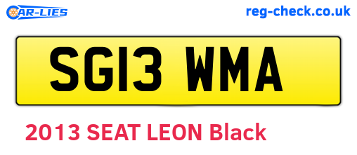 SG13WMA are the vehicle registration plates.