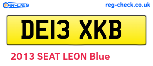 DE13XKB are the vehicle registration plates.