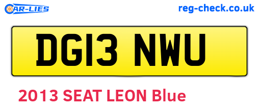 DG13NWU are the vehicle registration plates.