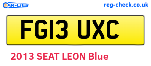 FG13UXC are the vehicle registration plates.