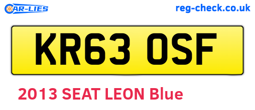 KR63OSF are the vehicle registration plates.