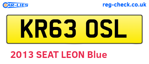 KR63OSL are the vehicle registration plates.
