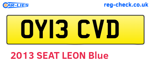 OY13CVD are the vehicle registration plates.