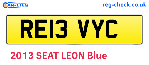 RE13VYC are the vehicle registration plates.