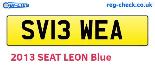 SV13WEA are the vehicle registration plates.