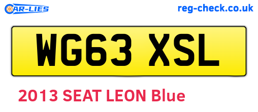 WG63XSL are the vehicle registration plates.