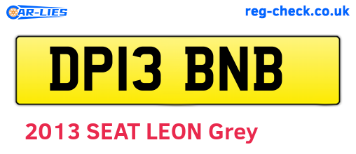 DP13BNB are the vehicle registration plates.