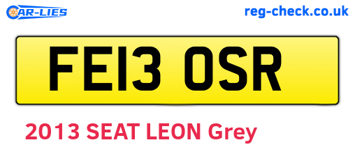 FE13OSR are the vehicle registration plates.