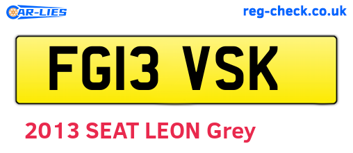 FG13VSK are the vehicle registration plates.