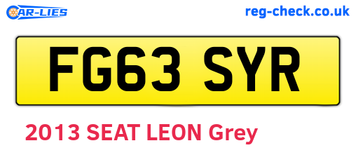 FG63SYR are the vehicle registration plates.