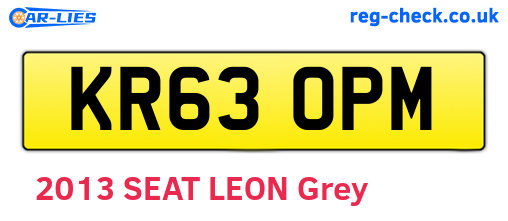 KR63OPM are the vehicle registration plates.