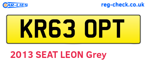 KR63OPT are the vehicle registration plates.