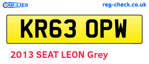 KR63OPW are the vehicle registration plates.