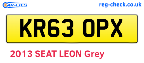 KR63OPX are the vehicle registration plates.
