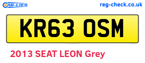 KR63OSM are the vehicle registration plates.