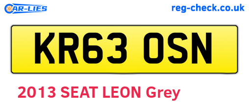 KR63OSN are the vehicle registration plates.