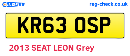KR63OSP are the vehicle registration plates.
