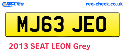 MJ63JEO are the vehicle registration plates.