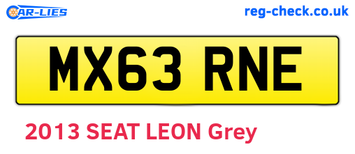 MX63RNE are the vehicle registration plates.